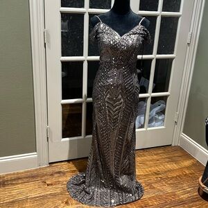 Gold sequence Ball Gown